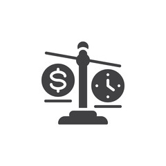 Scales with money and clock vector icon
