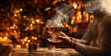 small brandy glass in hand of person who celebrate hd wallpaper