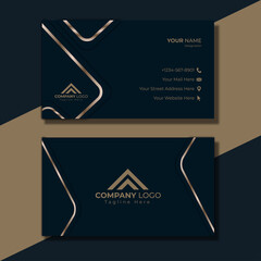 Vector gradient golden luxury horizontal business card template
