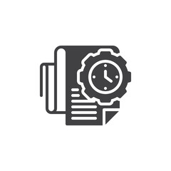 Document with gear clock vector icon