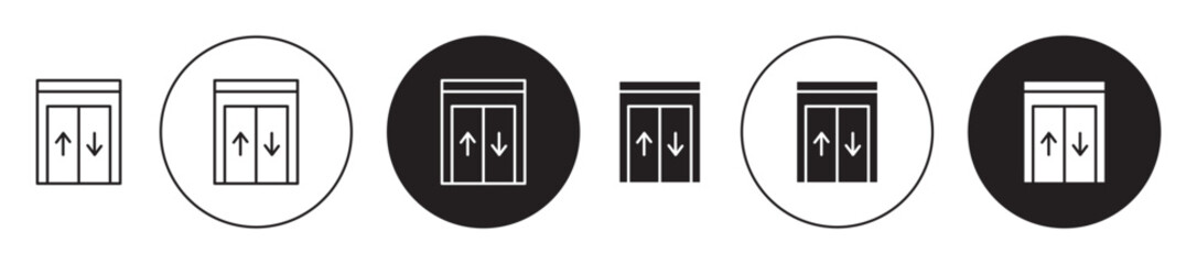 elevator vector icon set in black color. Suitable for apps and website UI designs - obrazy, fototapety, plakaty