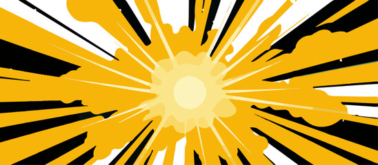 Yellow cartoon retro starburst texture with dots. Duotone effect. Vintage gradient banner. Vintage retro comics boom explosion crash bang cover book design.  © Towhidul