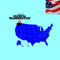 Obraz premium Vector illustration of geographic map of US states and names of their capitals