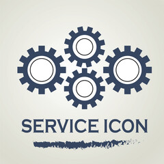 This isolated flat gear symbol uses modern corporation black and blue colors.