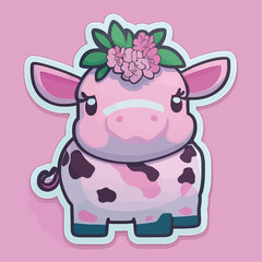 Obraz na płótnie Canvas pink pig style sticker illustration
