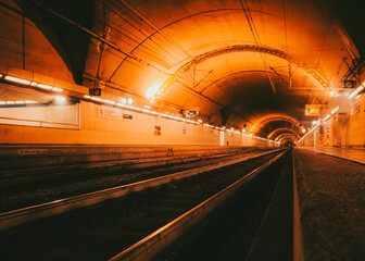 Underground Trainstation in Orange Light