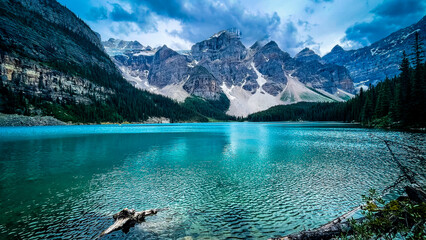 Moraigne Lake in Banff National Park in Alberta, Canada.