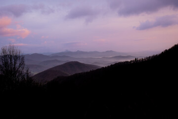 Blue Ridge Mountains, near Asheville, North Carolina, at sunrise.