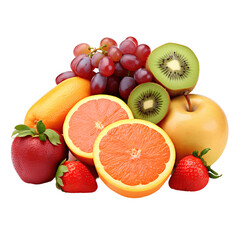 Naklejka na ściany i meble Various kinds of delicious fruits on transparent background PNG. Fruits are popularly eaten all over the world.