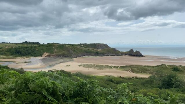 Three Cliffs Bay.The famous coastline of the Gower Peninsula