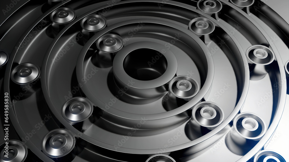 Poster grey background with animation. design. grey moving shapes through a grey maze in animation.