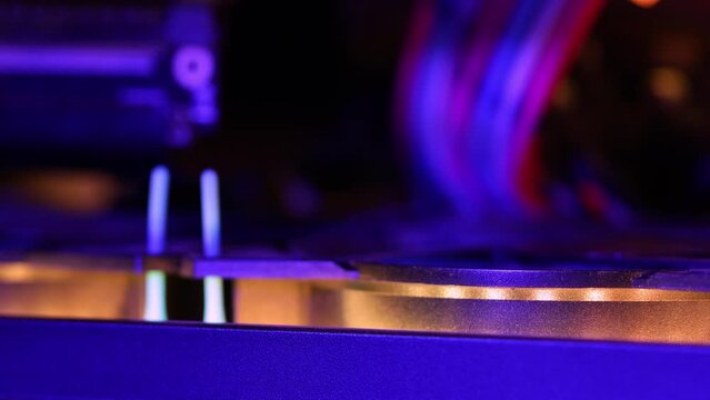 Gaming PC setup with lights, close up view of the hardware.