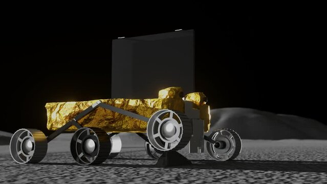 3D Animation of India's Pragyaan rover driving over a rock on the Moon