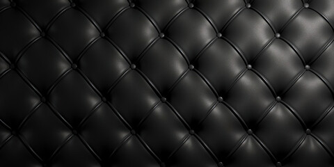 Black leather upholstery of an upholstered sofa