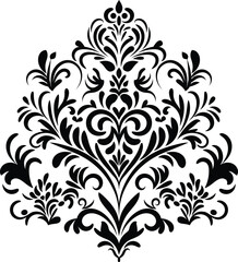 Vintage damask baroque ornament with floral retro antique style. Acanthus pattern foliage swirl design element wedding decoration. Isolated element.