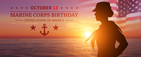 Happy Birthday United States Navy. USA flag. 3d illustration.