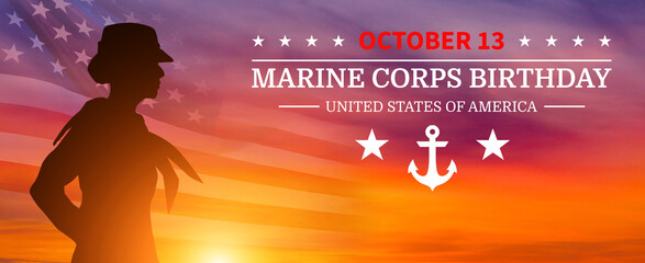 Happy Birthday United States Navy. USA flag. 3d illustration.