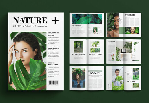 Green Nature Magazine Template Design Layout
