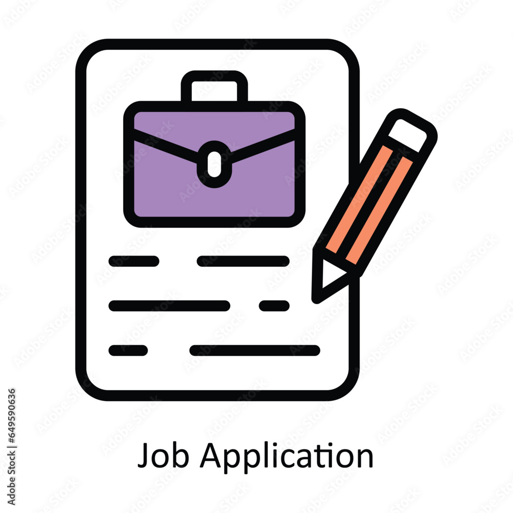 Poster job application vector filled outline icon design illustration. human resources symbol on white back