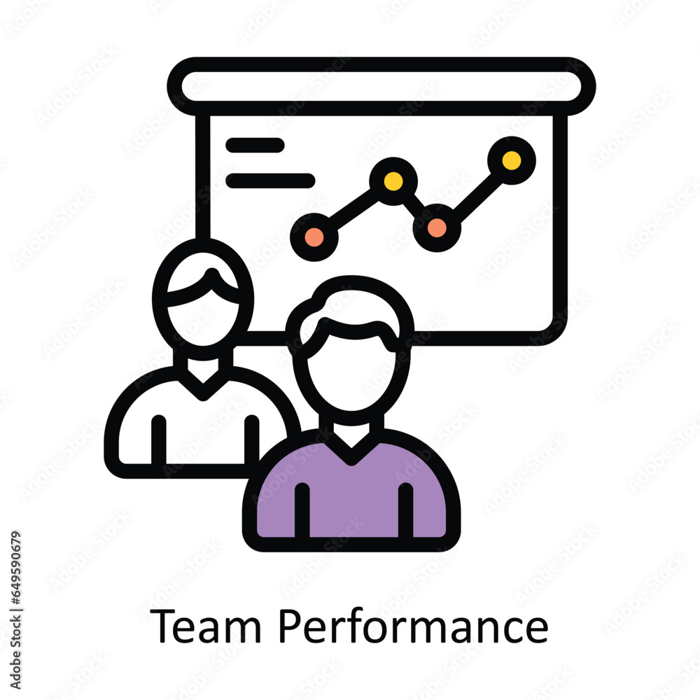 Poster team performance vector filled outline icon design illustration. human resources symbol on white bac