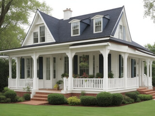 Fototapeta na wymiar Two-story home in classic American style.