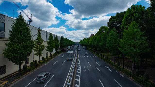 A timelapse of traffic jam at the downtown street in Takashimadaira Tokyo wide shot