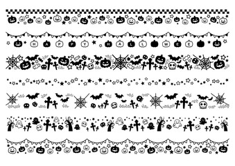 シンプルなハロウィンのモノクロライン素材