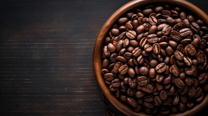 Fototapeta premium Fresh roasted coffee beans mockup, copy space top view