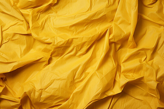 Crumpled yellow paper texture. Yellow background  - Powered by Adobe