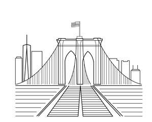 Brooklyn bridge  NYC vector illustration OUTLINE