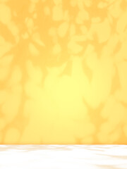 Yellow Background Shadow Table Studio Room Kitchen Wall Floor 3d Bg Solid Podium Scene Product Orange Color Texture Abstract Mockup 