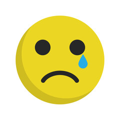 Flat design crying face icon. Vector.
