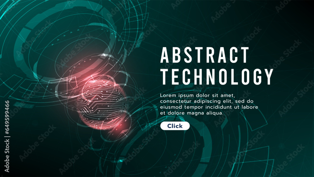 Poster hi-tech digital green technology futuristic circuit digital. abstract futuristic curve digital line 