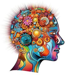 Human Brain and gear. Intelligence. Generative AI