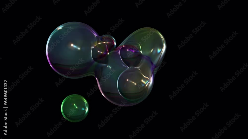 Aufkleber a metaball animation that transforms liquid blobs. 3d abstract multicolor metaballs on a black backg