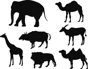 set of wild animals silhouettes