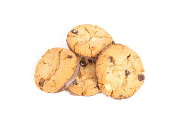 Chocolate chip cookie isolated on white