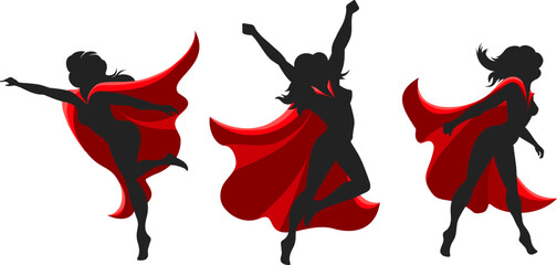 Woman superhero silhouettes