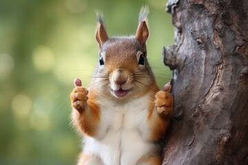 Naklejka na ściany i meble Happy Squirrel giving a thumbs up