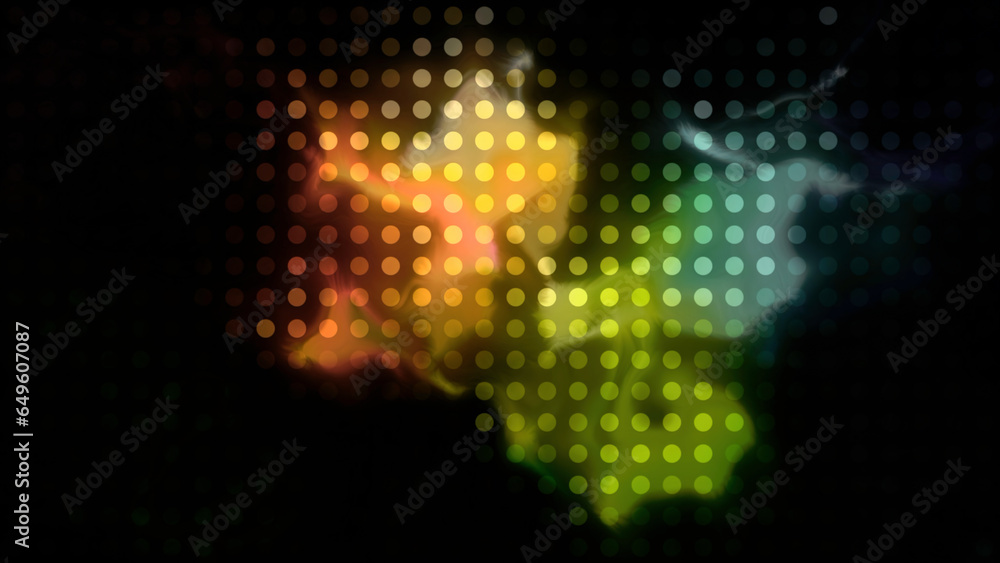 Poster multicolored background with white circles. motion. dark animation with iridescent background with d