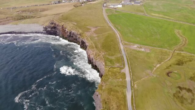 Aerial of Cliffs of Moher, Burren region, County Clare, Ireland 