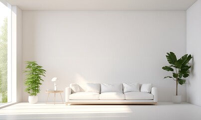 Fototapeta na wymiar white minimalist house interior, elegant and luxurious, futuristic, ai generative