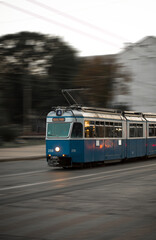 tram on the streets of Zurich, Switzerland - obrazy, fototapety, plakaty