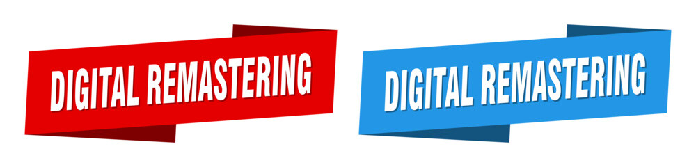 digital remastering banner. digital remastering ribbon label sign set