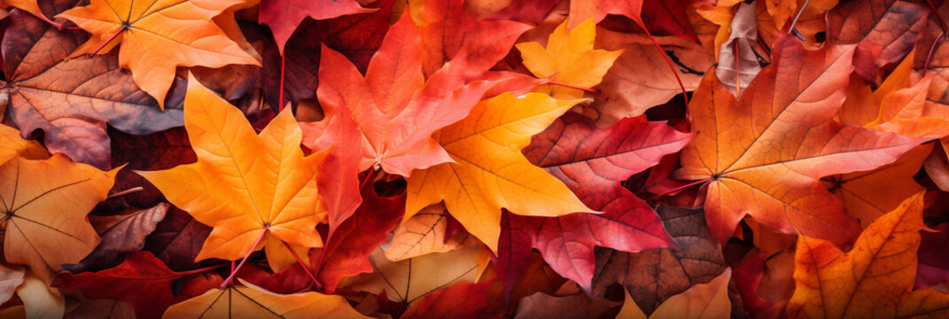 Red and orange autumn leaves background