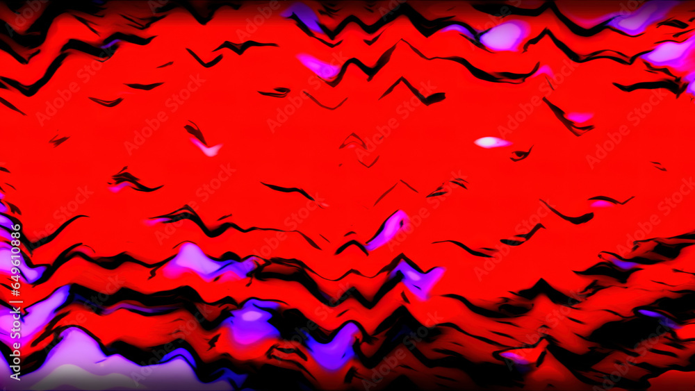 Poster blue and red background made in abstraction. motion. illuminated and spilling liquid made in 3d form