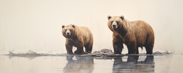 Brown bear in natural habitat. - obrazy, fototapety, plakaty