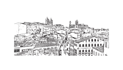 Building view with landmark of  Salvador is the municipality in Brazil. Hand drawn sketch illustration in ve © dhanu3182