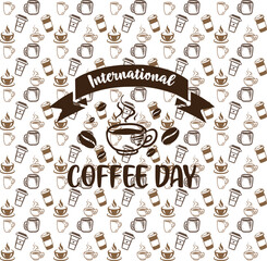 International Coffee Day Pattern Seamless Background