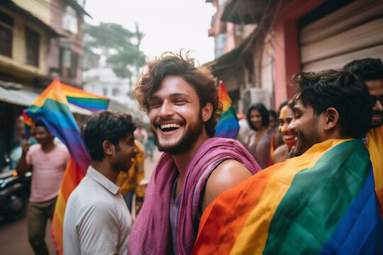 LGBTQ couples colourful colours expressing love 